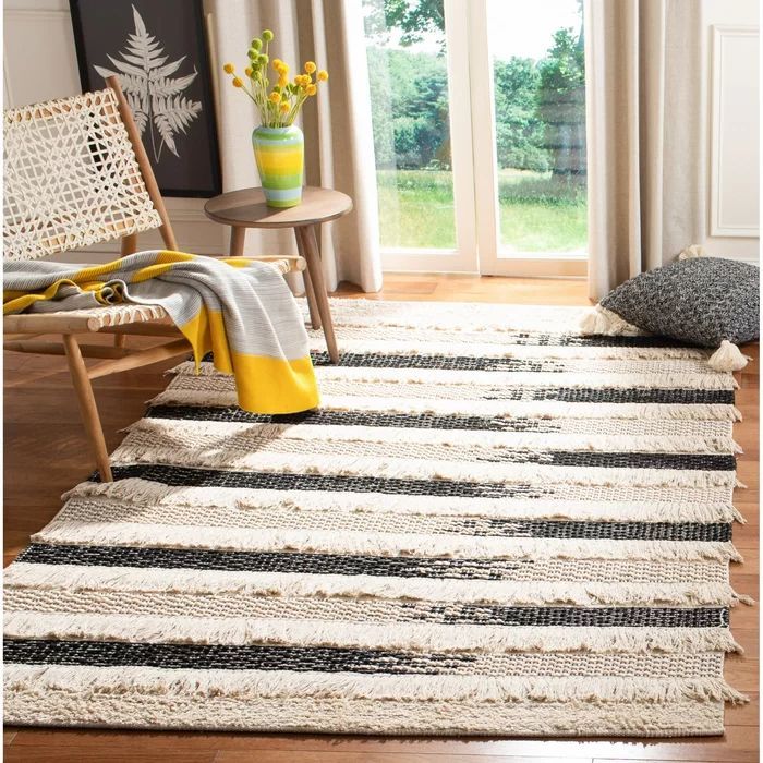 Jessen Striped Handmade Flatweave Cotton Ivory/Black Area Rug &amp; Reviews ... regarding Caring for Your Flatweave Cotton Rug A Deep Dive