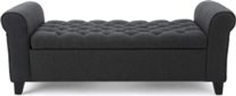 Journey Bench With Storage And Flared Arm In Light Grey By Noble House ... inside Unique Upholstered Bench, Diamond Tufted Seat With Flared Arms, Opal Grey