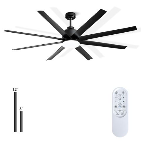 Kayleik 72 Inch Industrial Ceiling Fan - Black Big Ceiling Fan With ... pertaining to Choosing the Right Size Fan for Your Commercial Patio Area