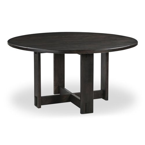 Keaton Round Dining Table Dark Brown | Birch Lane within Etiwanda 35&quot; Round Dining Table, Dark Brown