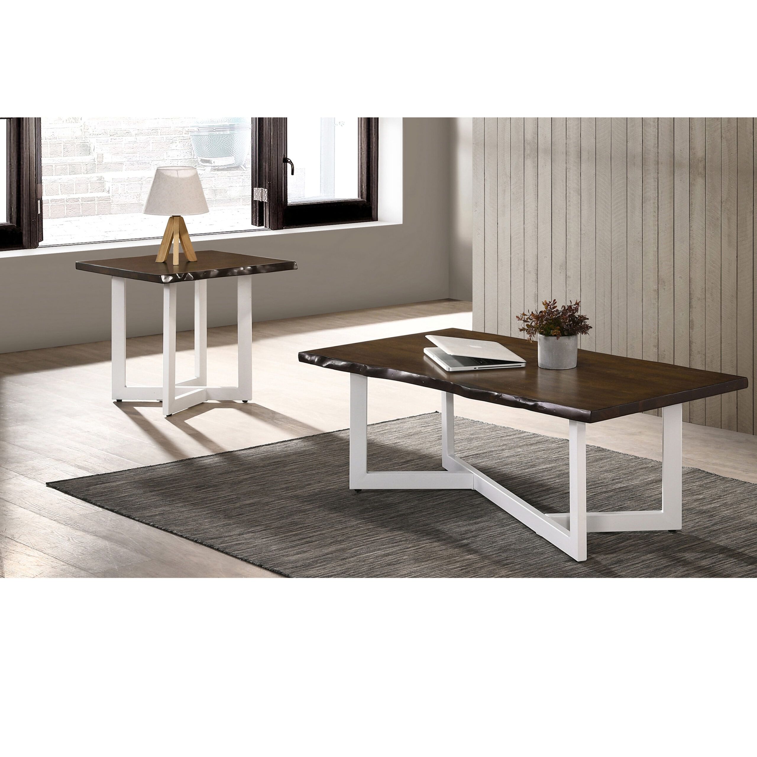 Kinlen Solid Wood 2-Piece Coffee Table Set, Oak And White - Walmart.com with Furniture Of America Baletto Wood 2-Piece Coffee Table Set In Oak And White