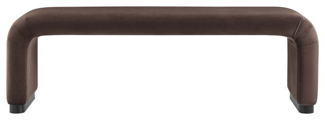 Koda Performance Velvet Waterfall Long Bench - Black Chocolate Brown - Contemporary ... in Koda Performance Velvet Waterfall Stool - Black Chocolate Brown