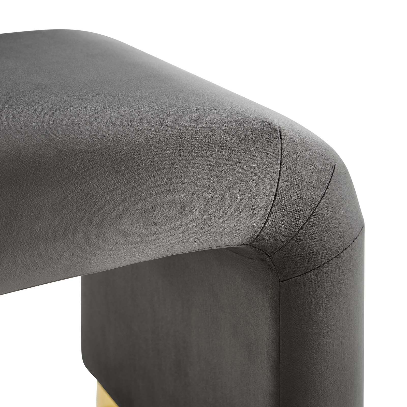 Koda Performance Velvet Waterfall Stool - Brass Storm Gray - Contemporary - Upholstered Benches ... pertaining to Elevate Your Space with the Koda Velvet Waterfall Stool
