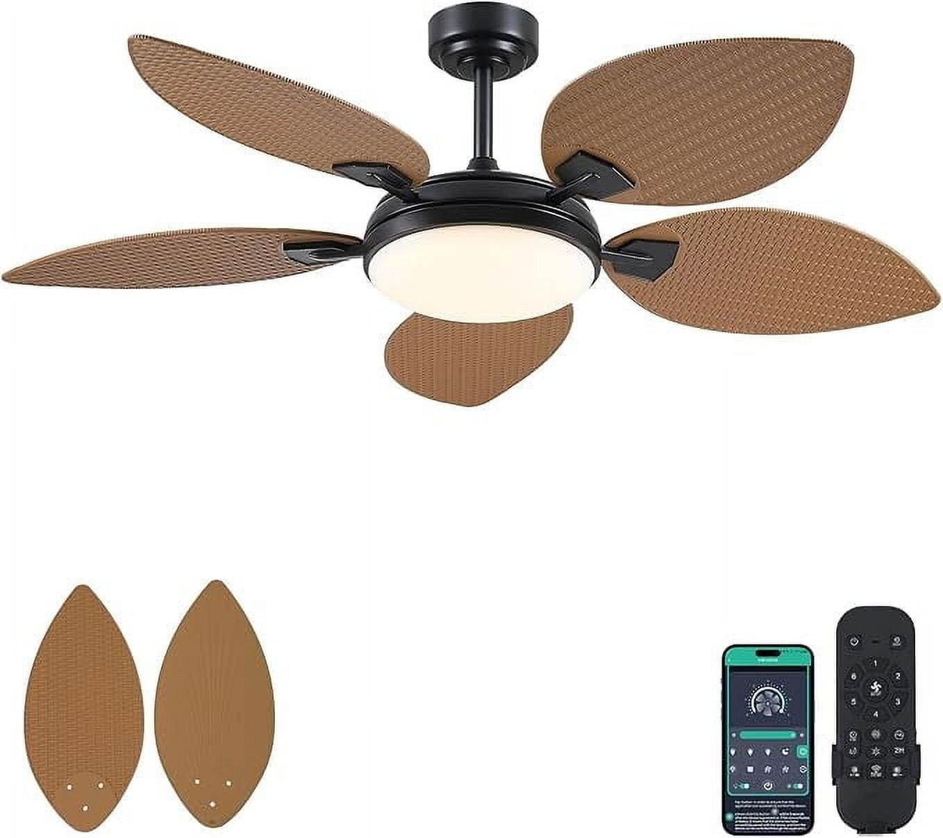 Kviflon 52&quot; Tropical Ceiling Fan With Led Lights &amp; Remote, Outdoor Palm ... regarding How to Choose the Right Outdoor Ceiling Fan with Dimmable LED Lighting