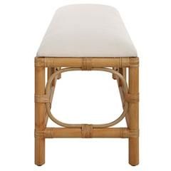 Laguna White Fabric Rattan Bench (23755) By Uttermost inside Laguna White Fabric Rattan Bench