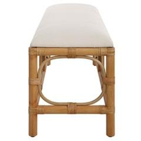 Laguna White Fabric Rattan Bench (23755) By Uttermost inside Laguna White Fabric Rattan Bench