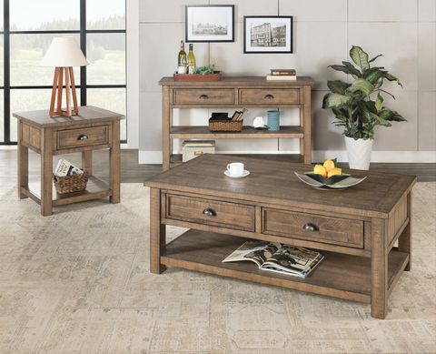 Lark Manor Holliman 3 Piece Solid Wood Coffee Table Set & Reviews | Wayfair throughout Maximizing Your Space with the Versatile Dark Gray Pine Wood 3-Piece Coffee Table Set