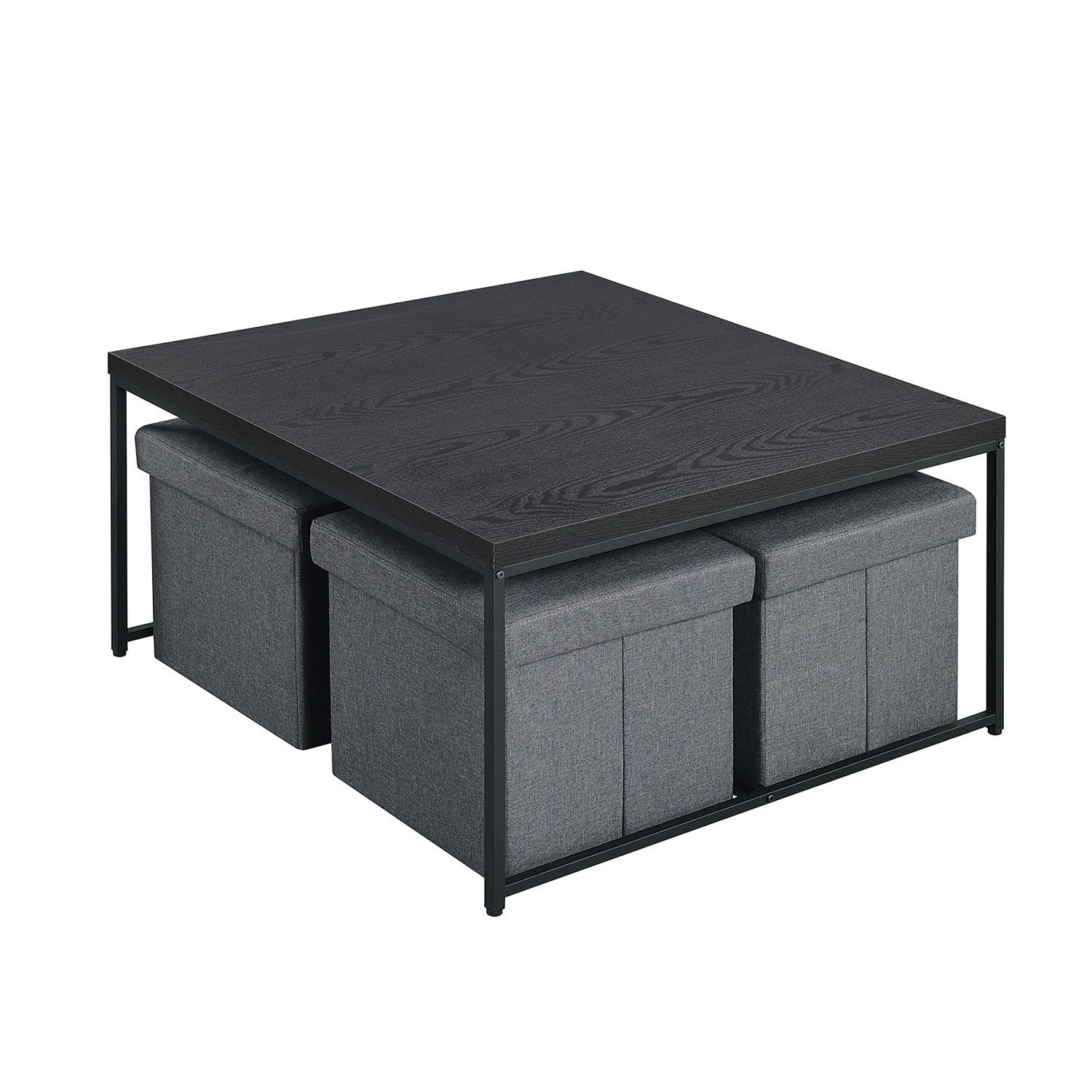 Latitude Run® 5 Piece Coffee Table Set With 4 Storage Stools | Wayfair with regard to Creating a Cozy and Organized Living Room with a Black 5-Piece Coffee Set