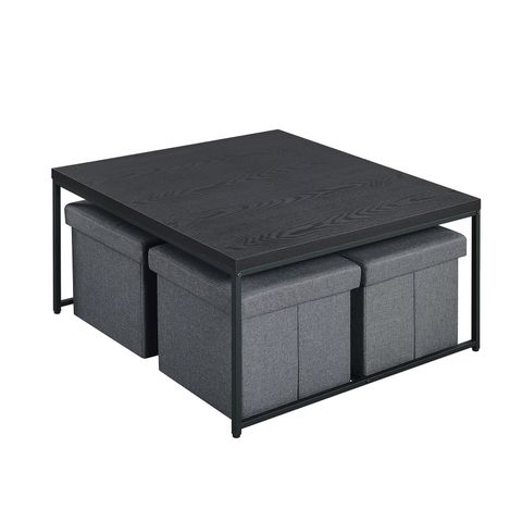 Latitude Run® 5 Piece Coffee Table Set With 4 Storage Stools | Wayfair with regard to Creating a Cozy and Organized Living Room with a Black 5-Piece Coffee Set