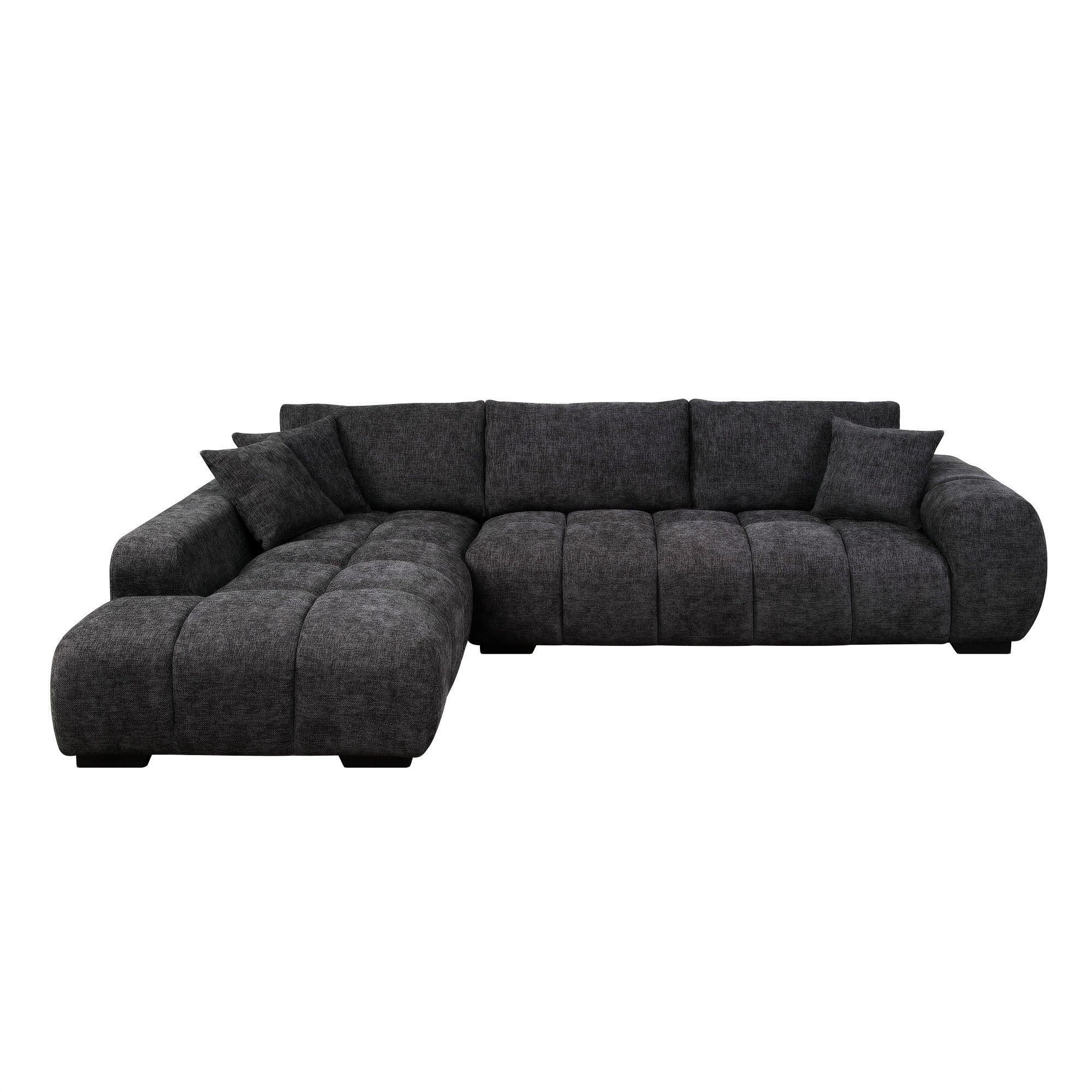 Latitude Run® Chosen Gray Chenille Sectional Sofa With Toss Pillows And 1 Chaise | Wayfair for Unpacking the Comfort Plush Foam Cushions Explained