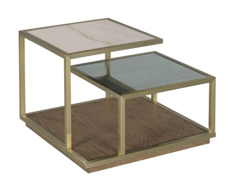 Latitude Run® Tiered Bunching Cocktail Table | Wayfair for Alexia Bunching Cocktails Carrara White, Antique Bronze