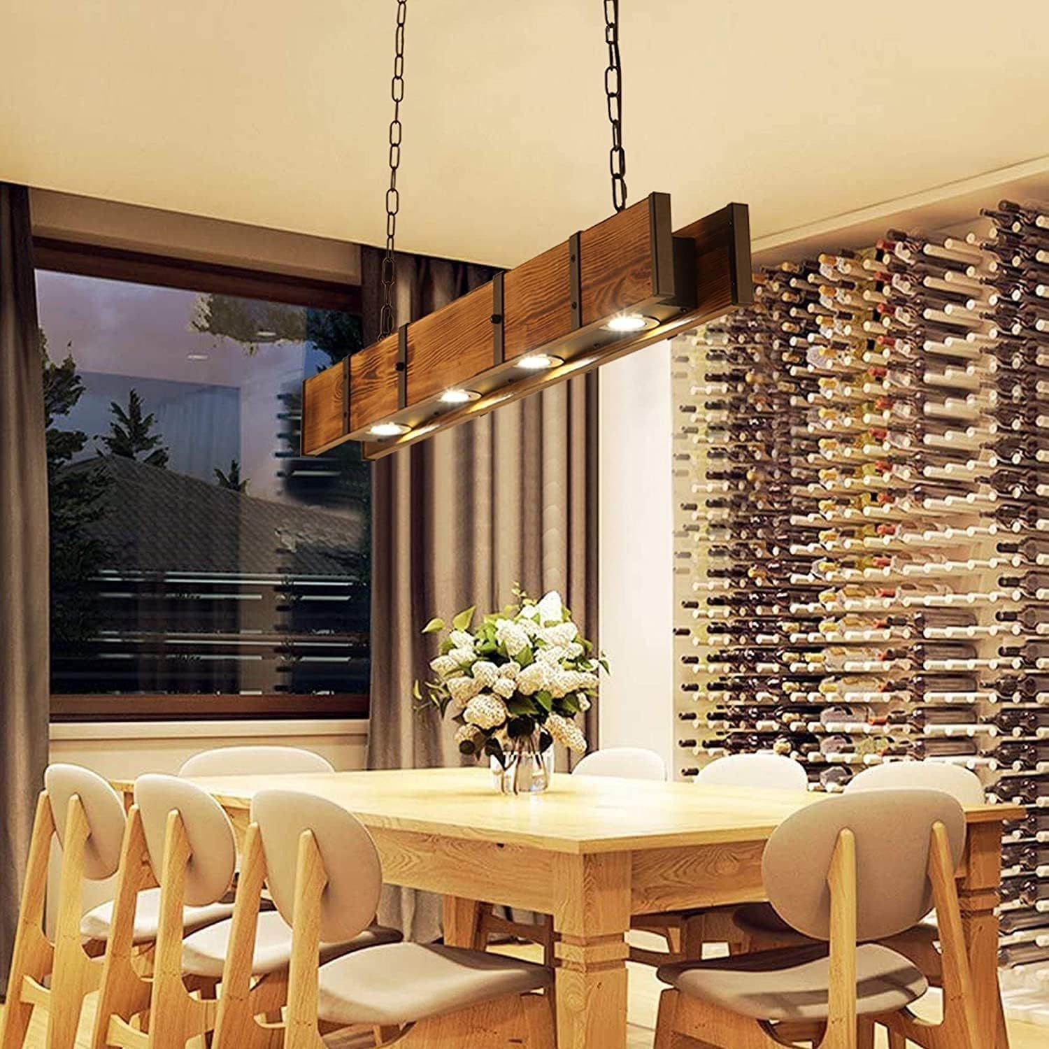 Led Hanging Lamp Dining Table Pendant Lighting Fixture Wood Rustic 40W ... for Understanding the Evolution of Modern Dining Tables with Integrated Lighting