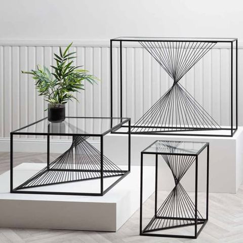 Lehi Clear Glass Top Coffee Table With Black Metal Frame | Furniture In ... pertaining to Clara Table, Black Metal, Clear Glass