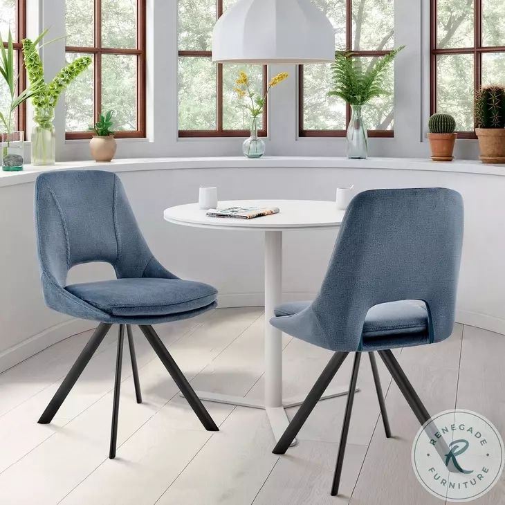 Lexi Blue Velvet And Black Matte Powder Coating Dining Chair Set Of 2 ... for Lexi Dining Room Chair - Blue