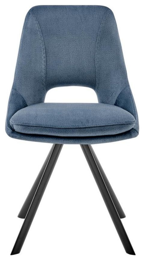 Lexi Dining Room Accent Chair In Blue Velvet And Black Finish ... for Lexi Dining Room Chair - Blue