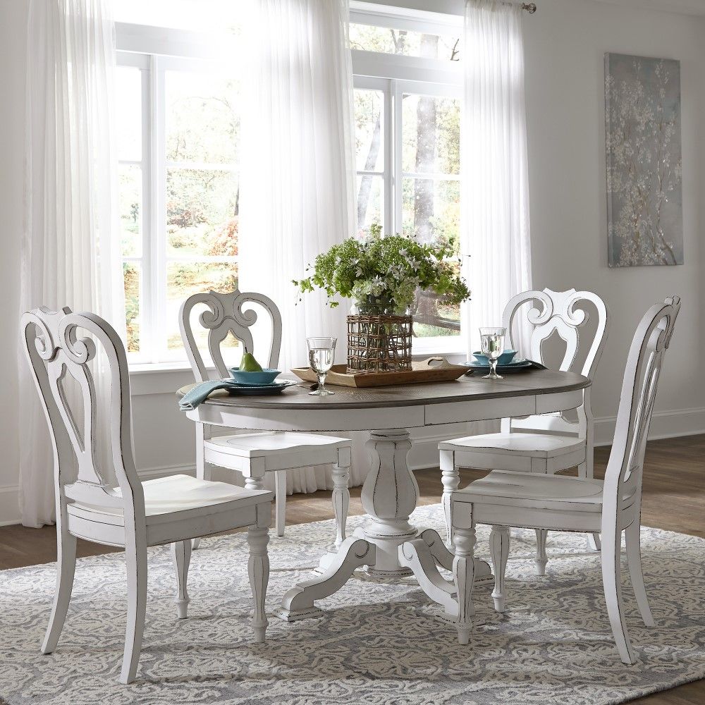 Liberty Furniture - Magnolia Manor 5 Piece Pedestal Table Set - 244-Dr-5Pds pertaining to Liberty Furniture Magnoia Manor Drop Leaf Table