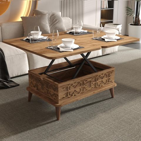Lift Top Coffee Table 6 In 1, Walnut Table, Dining Table, Extendable ... regarding Extendable Dining Table Mechanism Lift Top