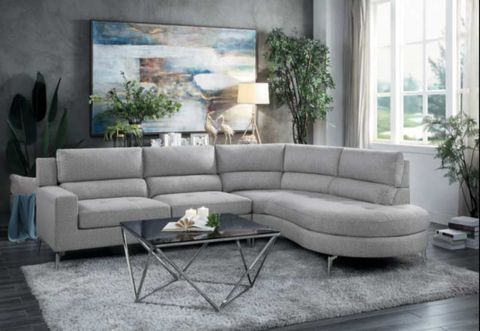 Light Gray Fabric Sofa He 879 | Fabric Sectional Sofas inside Sectional Sofa Couch, Light Gray, Fabric, Modern