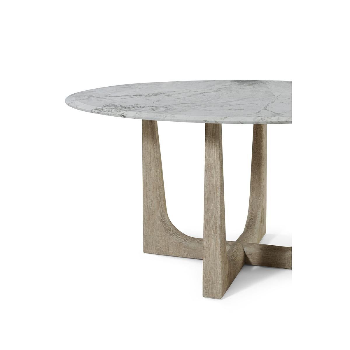 Light Oak And Marble Round Dining Table For Sale At 1Stdibs | Light Oak ... pertaining to The Timeless Blend Revival Concrete and Oak Round Dining Tables Explained