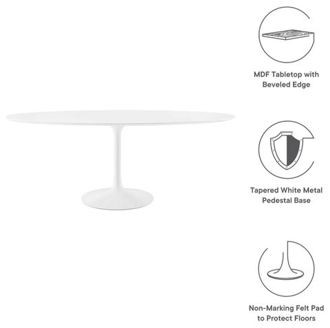 Lippa 78" Oval Wood Top Dining Table In White - Midcentury - Dining Tables - By Shopfreely | Houzz pertaining to Lippa 78" Oval Wood Top Dining Table In White