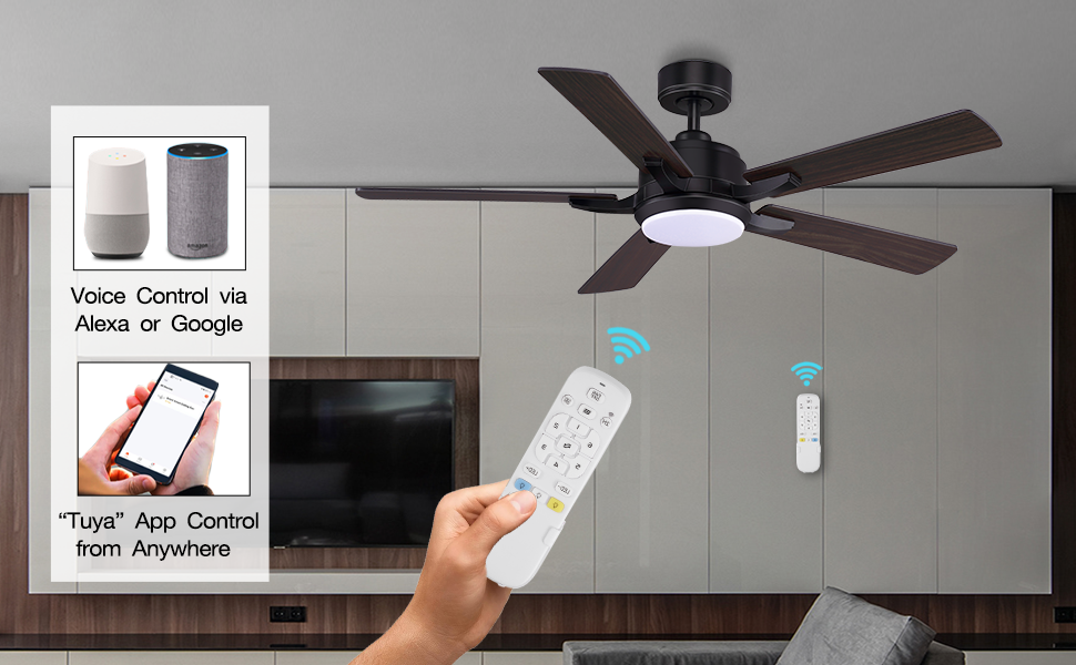 Livory 52 Smart Ceiling Fans With Lights Remote,Quiet Dc Motor,Outdoor ... for Smart Outdoor Ceiling Fan With Wifi Control