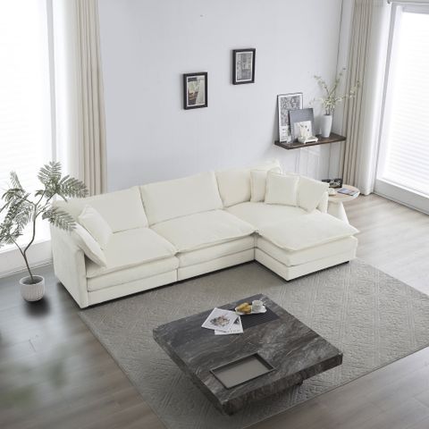 Llinc Store Chenille 3-Seater Modular Sofa With Footrest, 3 Seater L ... inside Discovering Comfort and Style The Gewnee Chenille Two-Seater Sofa