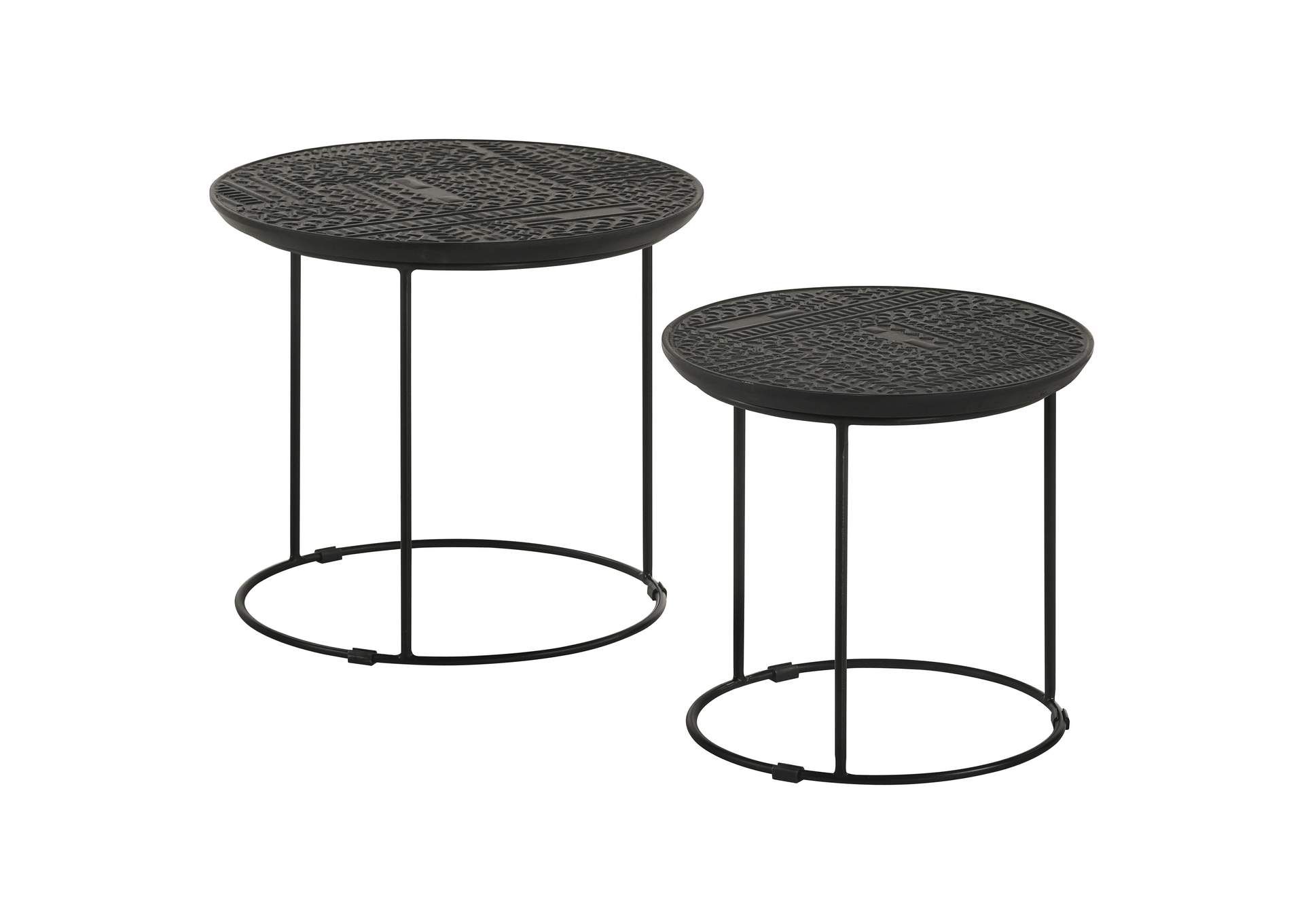 Loannis 2-Piece Round Mango Wood Nesting Table Matte Black for Coaster Ollie 2-Piece Wood Farmhouse Round Nesting Table Natural And Black