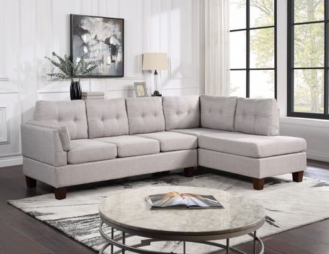 Lola Home Dalia 83102 Dalia 97"W Light Gray Linen Modern Sectional Sofa ... in Essick Sectional Sofa, Light Gray Linen