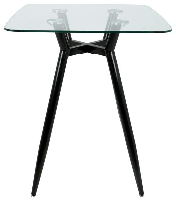 Lumisource Clara Counter Table, Black Metal And Clear Glass ... in Clara Table, Walnut Metal, Clear Glass