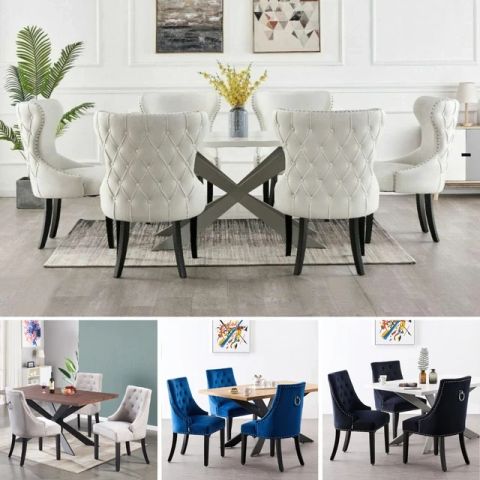 Luxury Dining Table Set Velvet Chairs Dining Table Set 4 And 6 Seater £ ... for Luxury Dining Table With Velvet Chairs