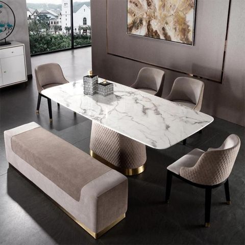 Luxury Fabric Marble Dining Table & Chair Set | Luxury Dining Tables ... intended for Marble Dining Table For Luxury Homes