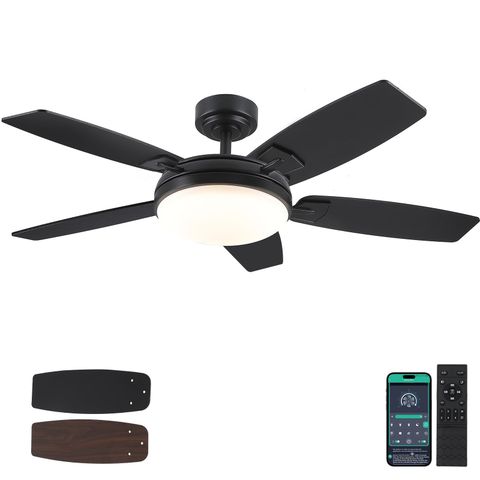 Madshne 52 Inch Black Outdoor Ceiling Fans With Lights And Remote ... throughout Maximizing outdoor living spaces with smart ceiling fans and dimmable LED technology