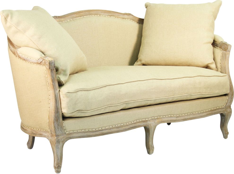 Maison Settee, Hemp Linen - French Country - Loveseats - By Hedgeapple ... with regard to Medallion Settee, Hemp Linen