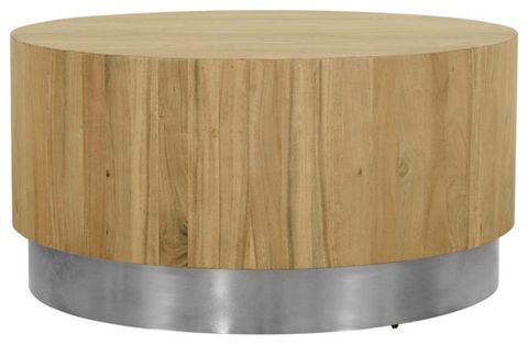 Maklaine Round Modern Wood Coffee Table With Metal Base In Espresso ... in Maklaine Round Metal Nested Coffee Table Set In Champagne / Espresso
