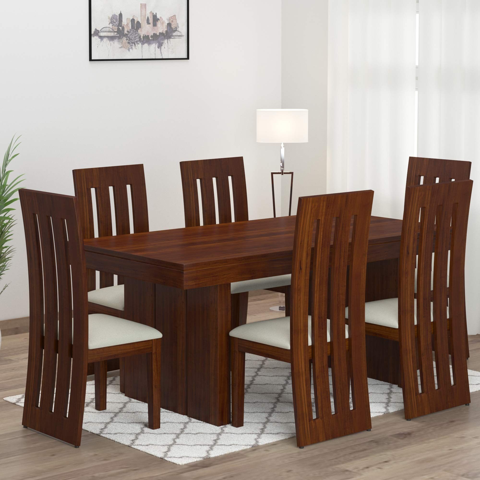 Mamta Decoration Sheesham Wood Dining Table Set With 6 Chair For Living ... intended for Dining Table For Six With Wooden Chairs