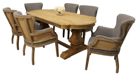 Manhattan Beach 7-Piece Dining Set, 84" Natural Table & 6 Gray ... with Manhattan Beach Carrom Dining Table