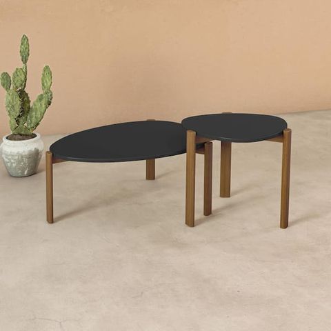 Manhattan Comfort Gales 32.44 In. Matte Black Round Mdf Coffee Table ... with regard to Manhattan Comfort 2-Piece Anderson End Table 1.0 And End Table 2.0