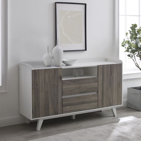 Manor Park Modern 2-Drawer Buffet Table, White/Slate Gray - Walmart.com pertaining to Unpacking the Style and Functionality of the Lincoln Square Buffet