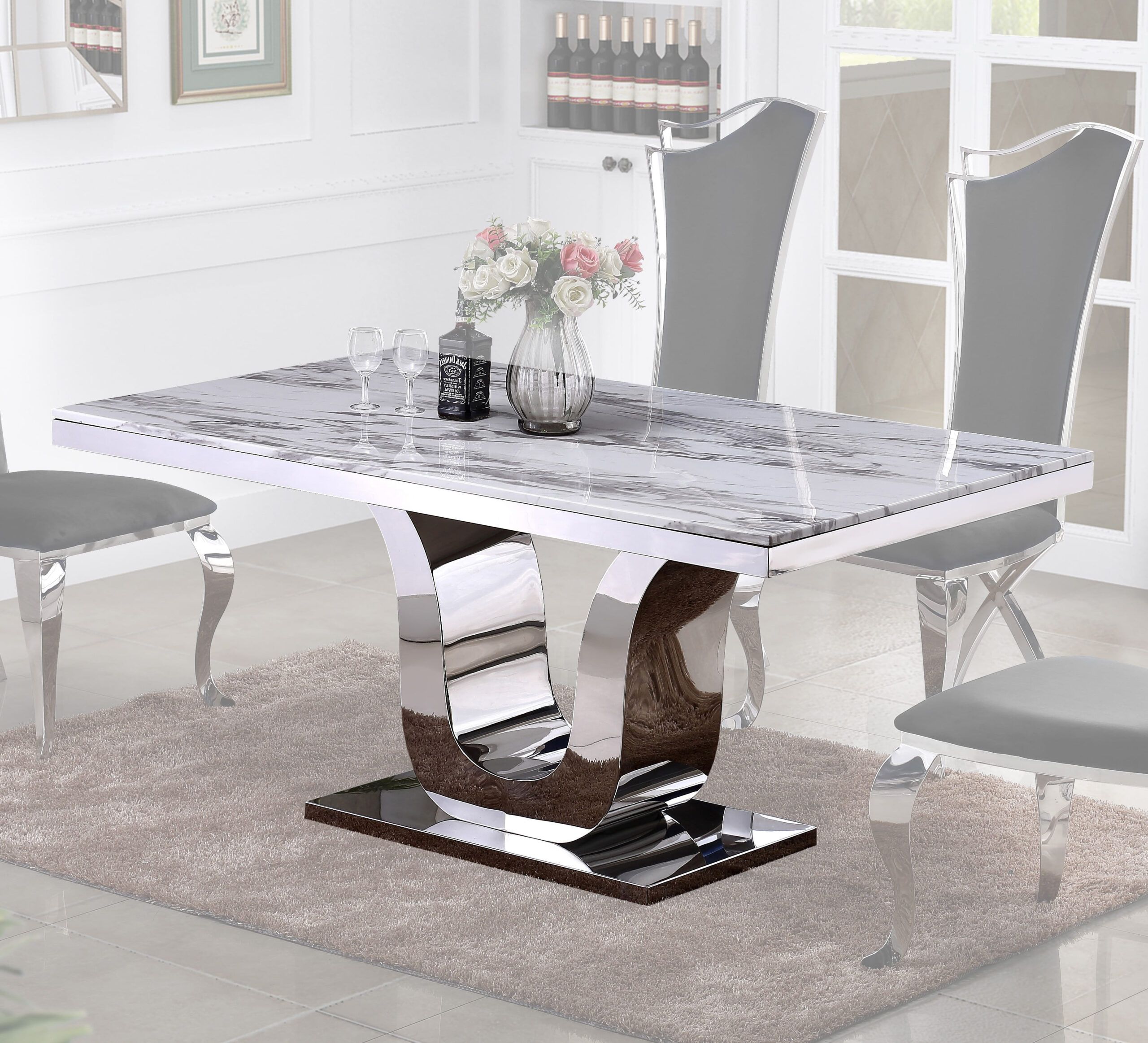 Marble Top &amp; Stainless-Steel Base Dining Table - Walmart.com inside Why marble dining tables with stainless steel bases remain a classic choice for kitchens