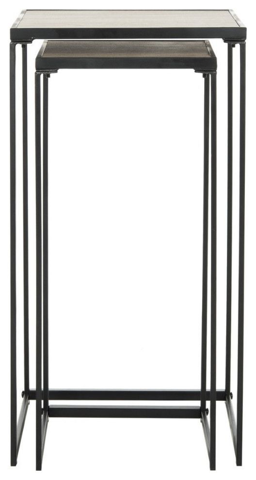 Marsha Retro Mid Century Wood Stacking End Table, Light Oak/Black ... in Marsha Retro Mid Century Wood Stacking End Table Light Oak/Black