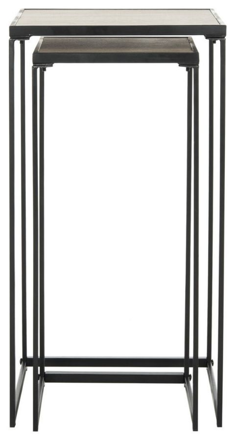 Marsha Retro Mid Century Wood Stacking End Table, Light Oak/Black ... in Marsha Retro Mid Century Wood Stacking End Table Light Oak/Black