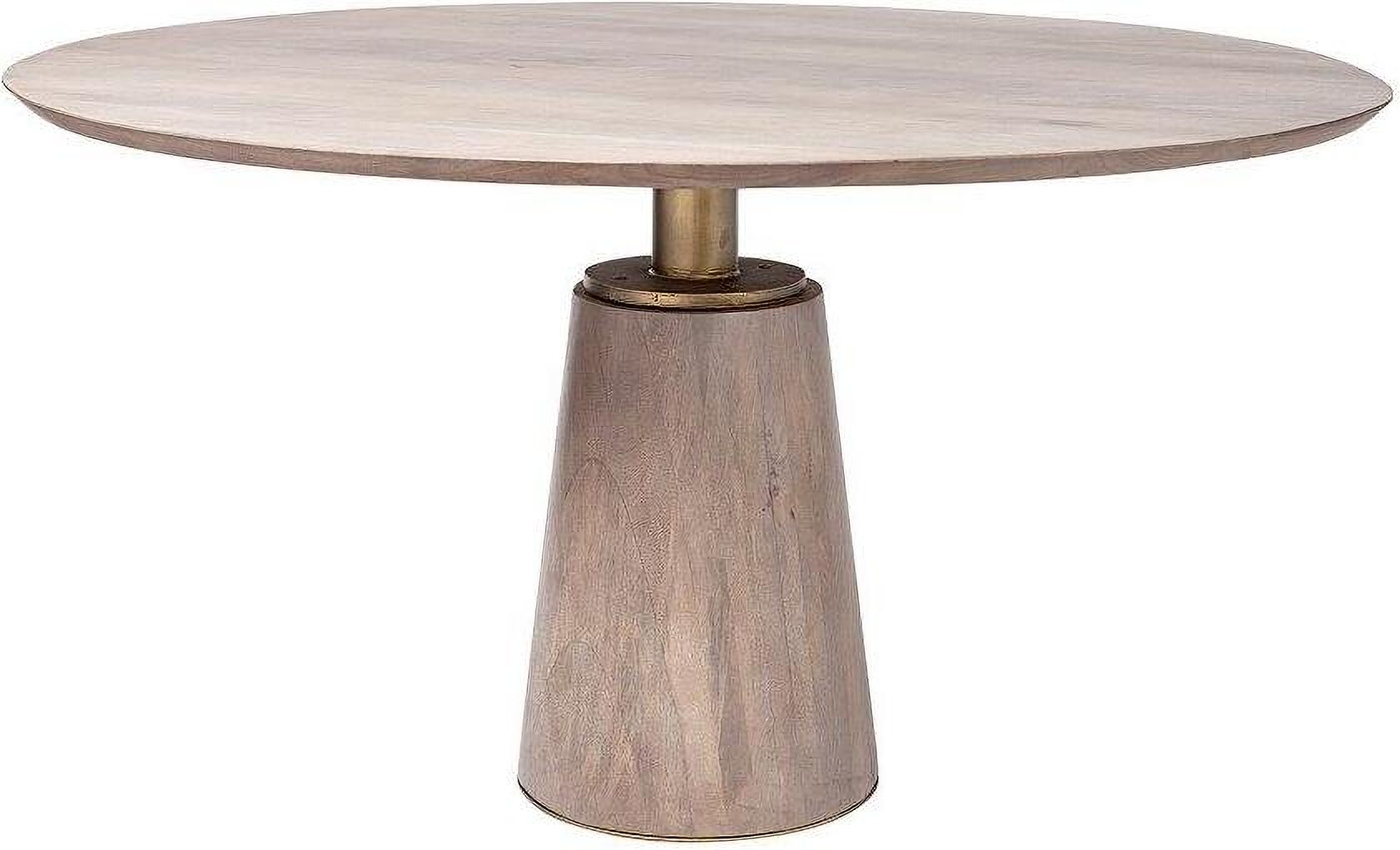 Maxwell Ii 54 Inch Round Brown Solid Wood Top Brown Wood And Gold Metal ... with regard to A Guide to Styling Your Maxwell Solid Wood 54&quot; Round Table