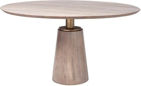 Maxwell Ii 54 Inch Round Brown Solid Wood Top Brown Wood And Gold Metal ... with regard to A Guide to Styling Your Maxwell Solid Wood 54" Round Table