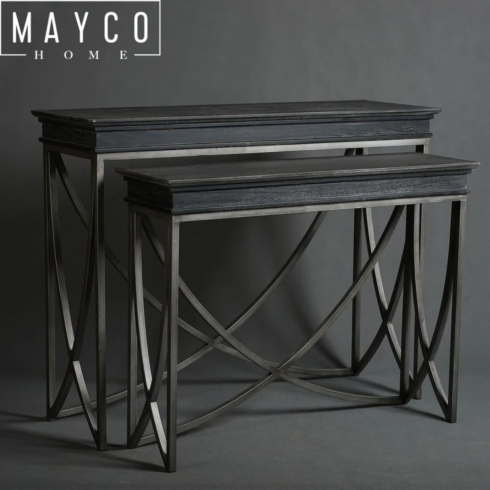 Mayco Wrought Iron 2 Piece Rectangular Handcrafted Nesting Console ... throughout Integrating Retro Nesting Tables into Modern Decor A Designer's Perspective