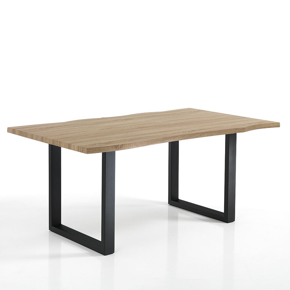 Mdf Table With Oak Finish And Black Steel Legs for 83 Oval Dining Table With Mdf Top And Black Steel Legs