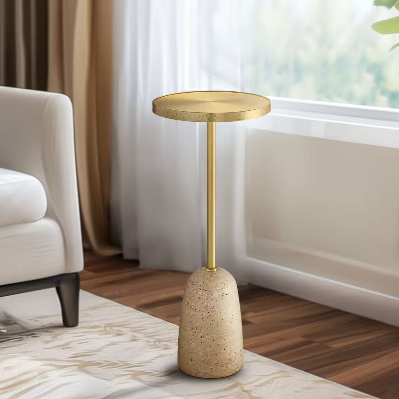 Mercer41 Iron Top Pedestal End Table, 24&quot; H Gold Round Side Table With ... with regard to Unveiling the Remy White Pedestal Tables A Designer's Perspective