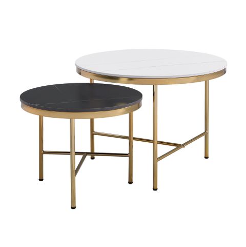 Mercer41 Modern Round Nesting Coffee Table Set 2-Piece Black & White ... pertaining to Unveiling the Koper Coffee Table Set in Black Mastering Style and Functionality