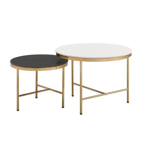 Mercer41 Modern Round Nesting Coffee Table Set 2-Piece Black & White Top Gold Base In 23.6''&17. ... with Discover the Artistry Behind the Norden Coffee Table Set in Black/Bronze