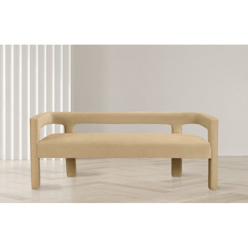 Meridian Furniture Usa Athena Upholstered Bench | Wayfair with Athena Boucle Fabric Upholstered Bench, Camel, Velvet
