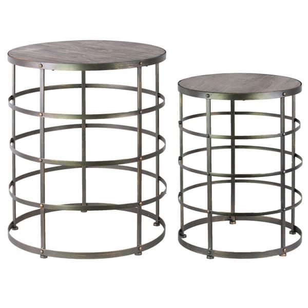 Metal Round Nesting Accent Table With Wooden Top, Round Leg And Base ... intended for The Art of Styling Nesting Accent Tables with Rustic Flair
